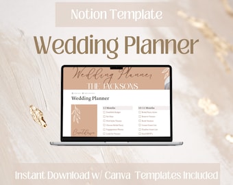 Wedding Planner Template, Notion Template, Digital Wedding Planner, Wedding Checklist