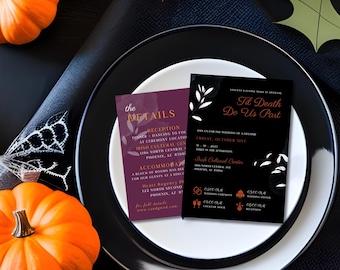 Halloween Wedding Invitation Bundle, Halloween Invitation, Halloween Wedding, Til Death Do Us Part
