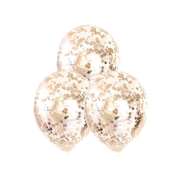 3x 11 ‘ ROSE GOLD CONFETTI BALLOONS BIRTHDAY PARTY SUPPLIES UNICORN Helium