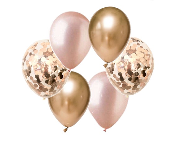 3x 11 ‘ ROSE GOLD CONFETTI BALLOONS BIRTHDAY PARTY SUPPLIES UNICORN Helium