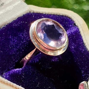 Gorgeous Amethyst Gold Ring Size L Vintage 9ct Gold Solitaire Amethyst Ring 9k Gold Amethyst Ring Size 5.75 February Birthday Gift Ring Box