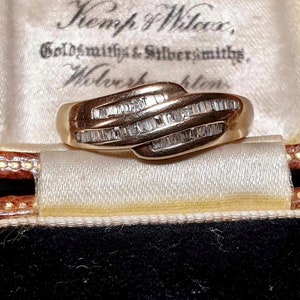 Gold Diamond Ring Size O 9ct Gold Diamond Ring Yellow Gold Channel Set Diamond Ring Emerald Cut Diamond Ring Size 7.25 Boxed