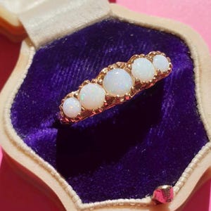 Beautiful Opal Ring 9ct Gold Size M 9k Gold Opal Ring Size 6.25 Solid Gold 5 Stone Opal Ring Opal Eternity Ring Boxed Free Gift Wrapping