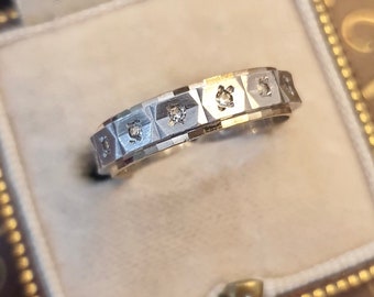 Vintage 9ct Gold Eternity Ring Size M 9k Gold and Silver Band Ring Size 6.5 Old 9ct Gold and Silver Eternity Ring