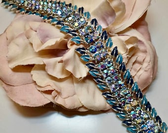 Vintage Bracelet Crystal Bracelet Aurora Borealis Jewellery Bracelets for Women Blue Bracelet Vintage Jewelry Gifts for Her Gifts for Wife