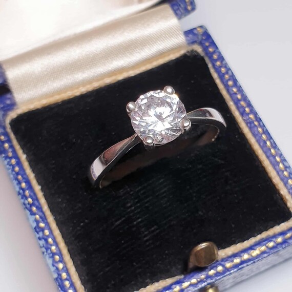 Solid Silver Solitaire Ring Size S Rock Crystal R… - image 10