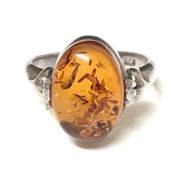 Amber Ring, Silver Amber Ring, Vintage Amber Ring, Vintage Ring, Amber Jewellery, Vintage Jewellery,  Statement Ring, Estate Jewelry, Ring