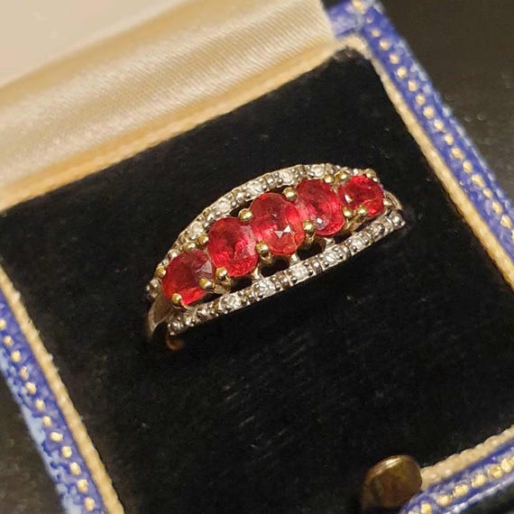 Solid 9ct Gold Ruby Ring Size O 1/2 or 7.5 Ruby a… - image 3