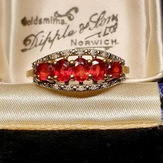 Solid 9ct Gold Ruby Ring Size O 1/2 or 7.5 Ruby a… - image 1
