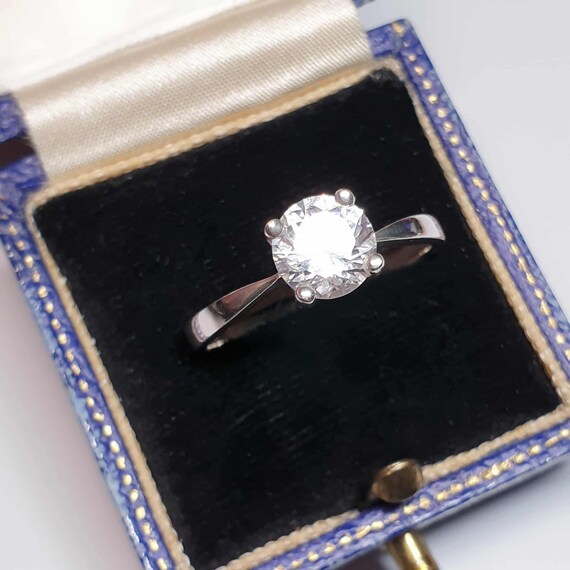 Solid Silver Solitaire Ring Size S Rock Crystal R… - image 6