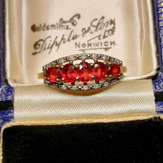Solid 9ct Gold Ruby Ring Size O 1/2 or 7.5 Ruby a… - image 11