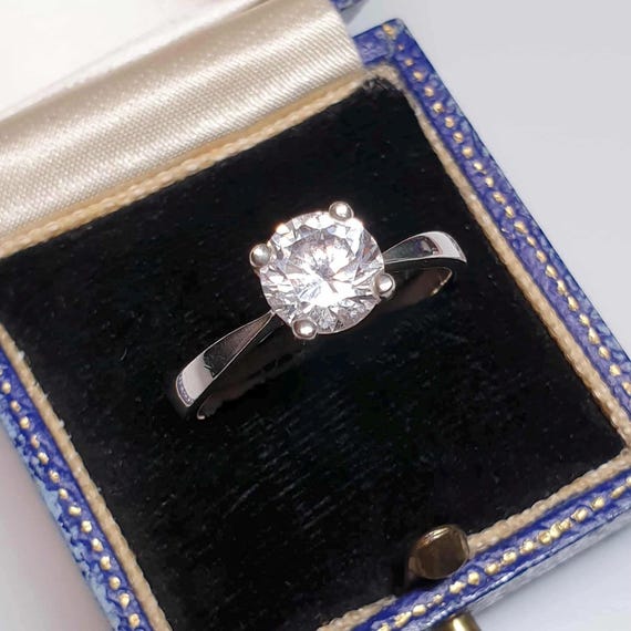 Solid Silver Solitaire Ring Size S Rock Crystal R… - image 4