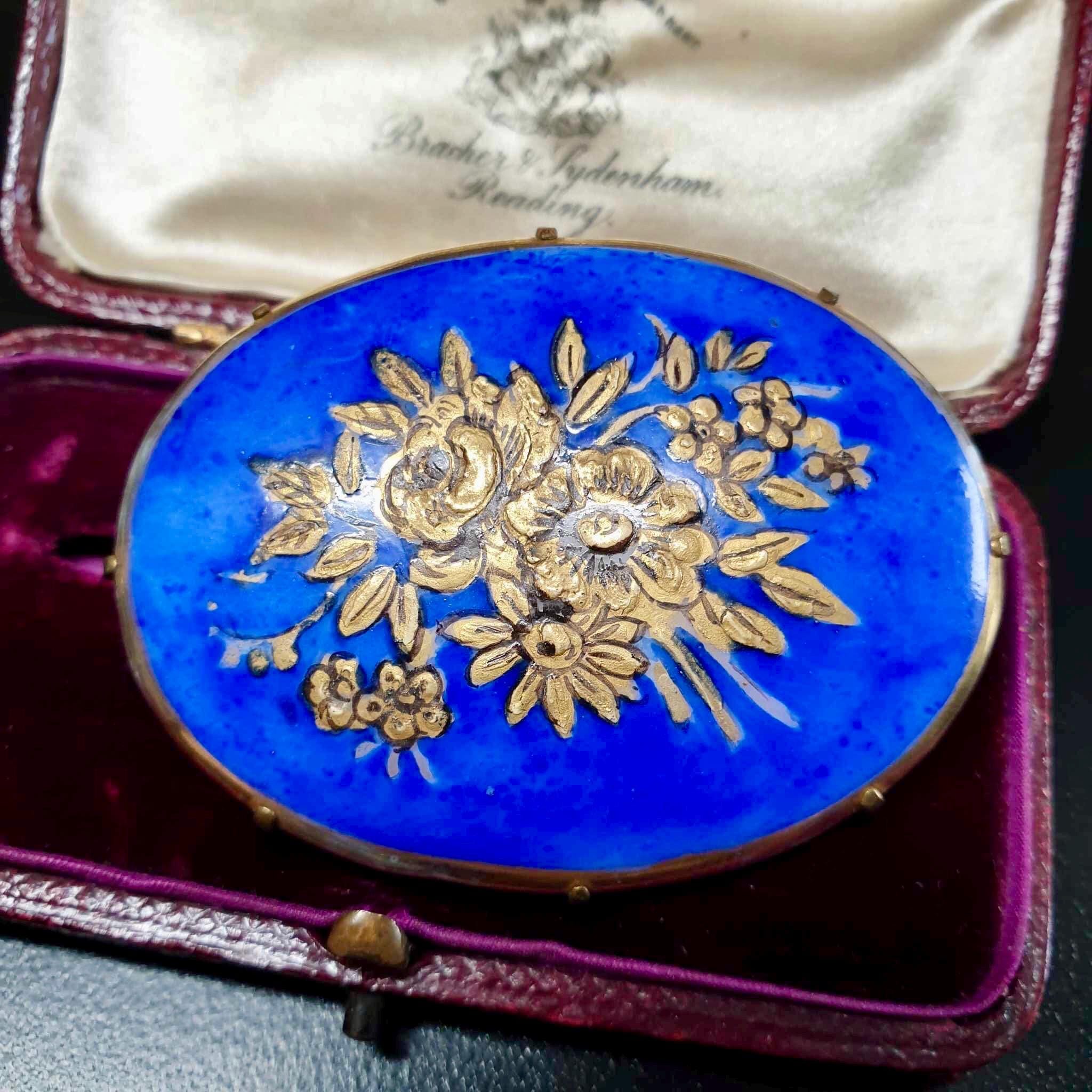 Broche Vintage Grande Fleur Avec Solitaire Taillé Bleu - Modèle 3742 - Occasion Bon état