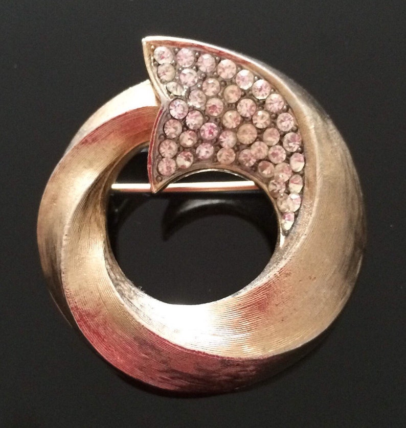 Rhinestone Pin Vintage Jewellery Vintage Brooch Crystal Brooch Corocraft Brooch Coro Brooch Round Brooch