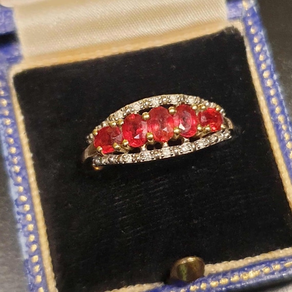 Solid 9ct Gold Ruby Ring Size O 1/2 or 7.5 Ruby a… - image 9