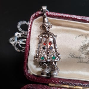 Collier clown vintage en argent 925 avec pendentif clown de 18 pouces chaîne en argent rétro bohème pour amateur de clown dans une boîte cadeau