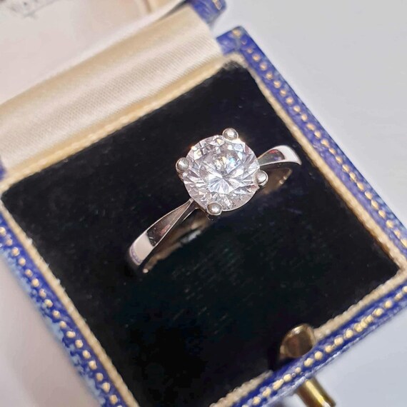 Solid Silver Solitaire Ring Size S Rock Crystal R… - image 13