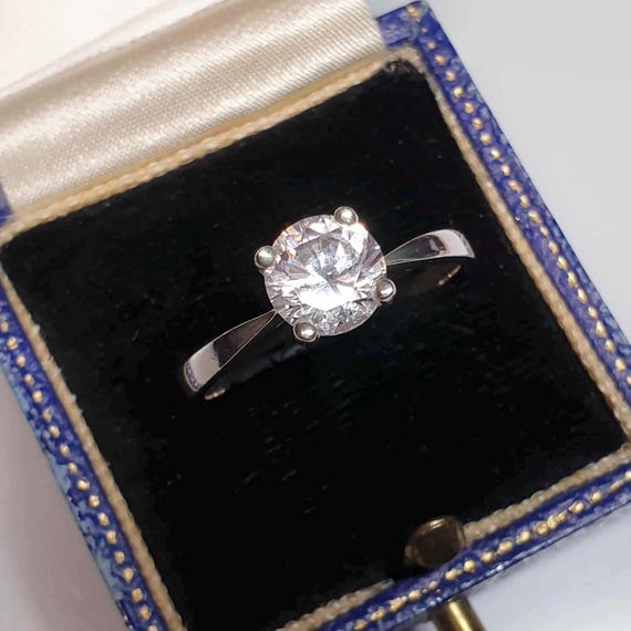 Solid Silver Solitaire Ring Size S Rock Crystal R… - image 9