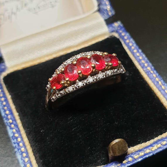 Solid 9ct Gold Ruby Ring Size O 1/2 or 7.5 Ruby a… - image 10