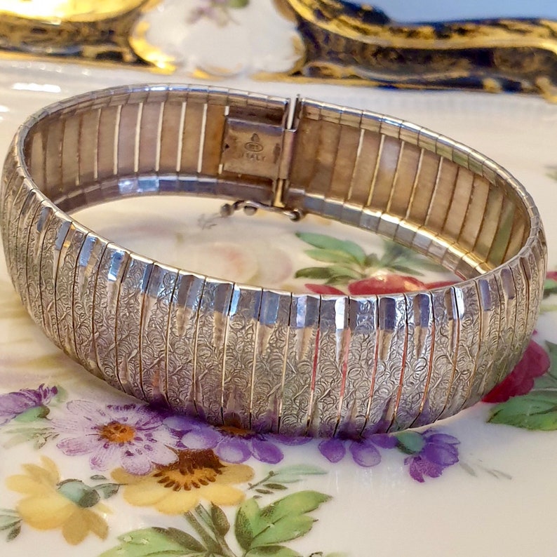 Vintage Italian Silver Bracelet Vintage Jewellery Gift for Her Articulated Bracelet Gift for Mum