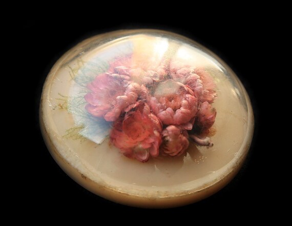 Vintage Floral Flower Brooch, Pink Waterlily Lillies Brooch