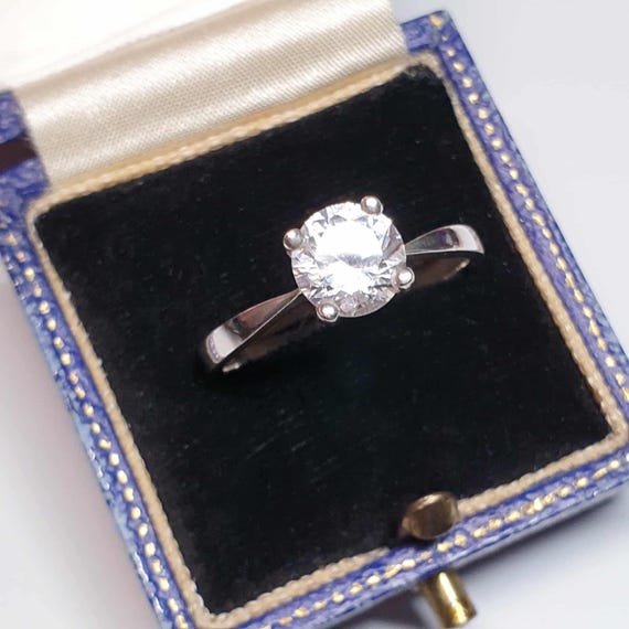 Solid Silver Solitaire Ring Size S Rock Crystal R… - image 2