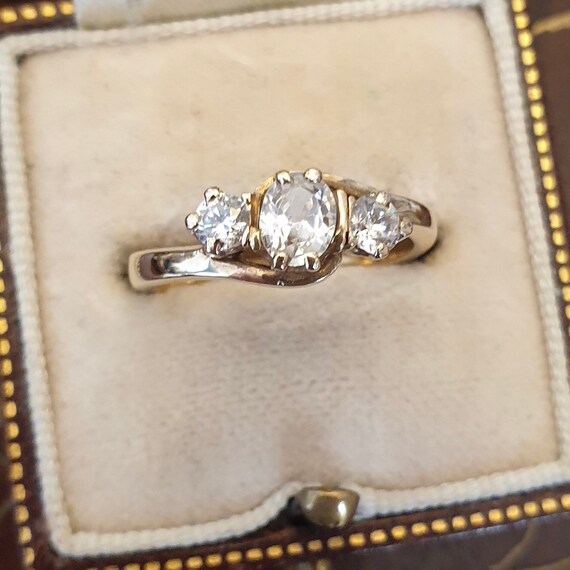 Vintage 9ct Gold Ring, Three Stone Ring, Trilogy G