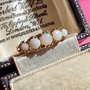 Beautiful Vintage 9ct Gold Opal Ring Size M, 9k Gold Opal Ring Size 6.25, Opal Eternity Ring Gold Natural Opal Ring Boxed Free Gift Wrapping