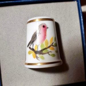 Pretty Vintage Thimble Royal Worcester Thimble Hand Painted China Vintage Porcelain Thimble Boxed