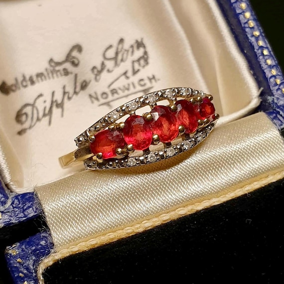 Solid 9ct Gold Ruby Ring Size O 1/2 or 7.5 Ruby a… - image 2