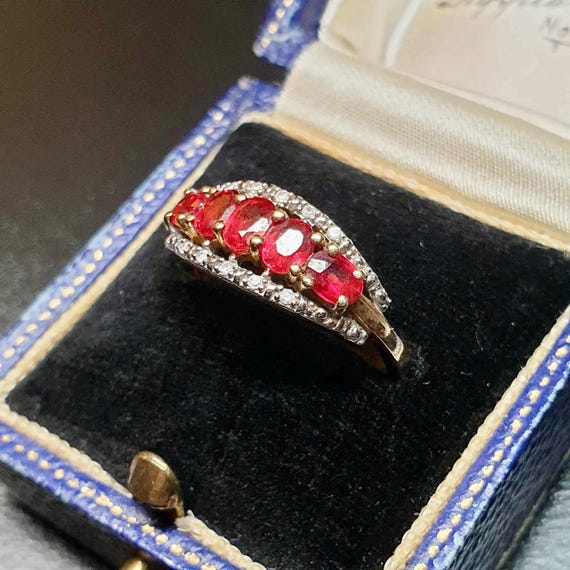 Solid 9ct Gold Ruby Ring Size O 1/2 or 7.5 Ruby a… - image 8