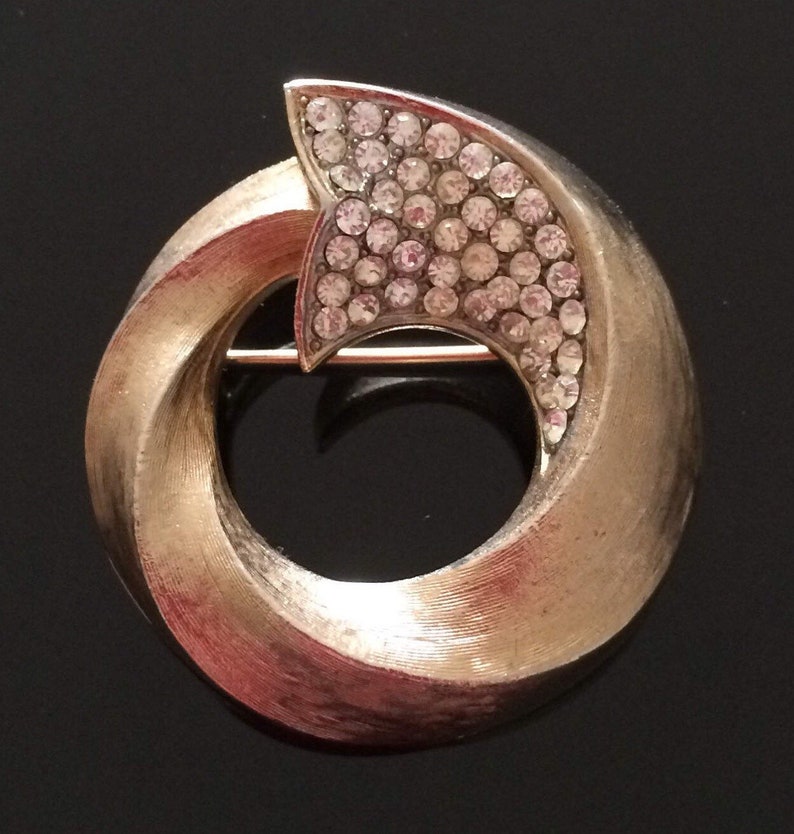 Rhinestone Pin Vintage Jewellery Vintage Brooch Crystal Brooch Corocraft Brooch Coro Brooch Round Brooch