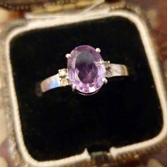Amethyst Ring Size P 925 Silver Solitaire Purple Amethyst February Birthstone, Boxed, Free Gift Wrapping
