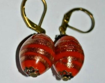 Handmade Silver Red Glass Bead Earrings for Women, Birthday Gift for Her, Birthday Gift for Wife