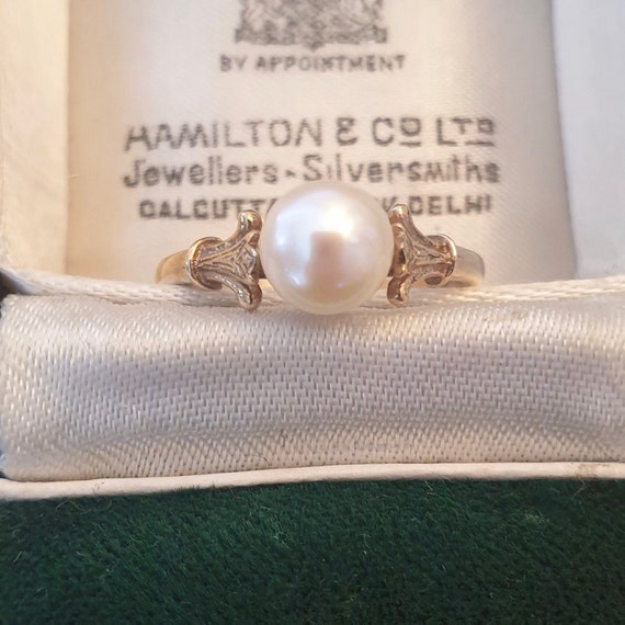 Vintage Pearl Gold Ring, Real Pearl Ring, White Pe