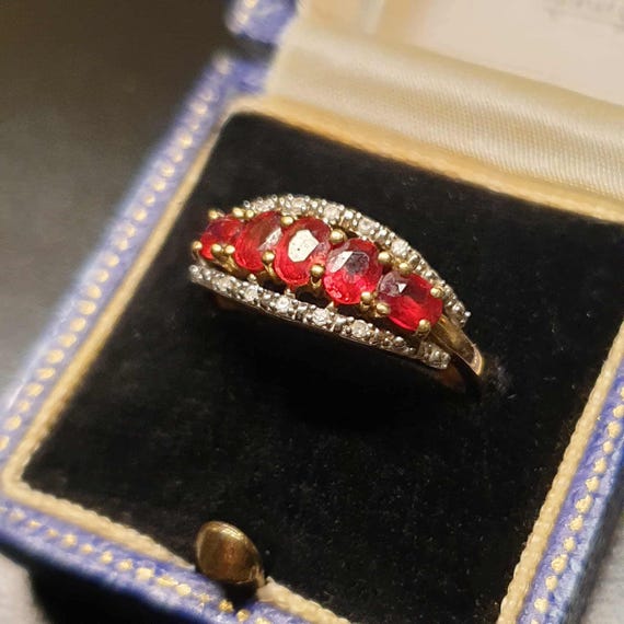 Solid 9ct Gold Ruby Ring Size O 1/2 or 7.5 Ruby a… - image 14