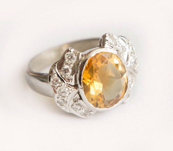 Vintage Citrine Ring, Gemstone Ring, Citrine Silve
