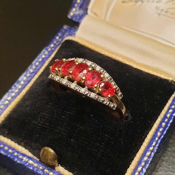 Solid 9ct Gold Ruby Ring Size O 1/2 or 7.5 Ruby a… - image 7