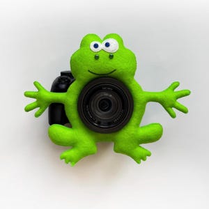 Towarzysz obiektywu aparatu Pomocnik fotografa Akcesorium do aparatu Pomocnik do zdjęć Filcowa zielona żaba Filcowa żaba Towarzysz aparatu Akcesorium do fotografii