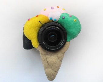 Camera buddy Photography accessory Camera lens buddy Photographer helper Camera accessory Photo helper Camera gift Funny felt ice cream