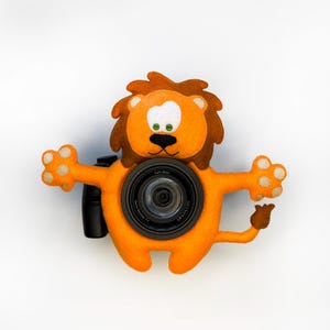 Compagno di macchina fotografica Accessorio fotografico Compagno di obiettivo fotografico Aiutante fotografo Accessorio per macchina fotografica Aiutante per foto Regalo per macchina fotografica Leone divertente Leone in feltro