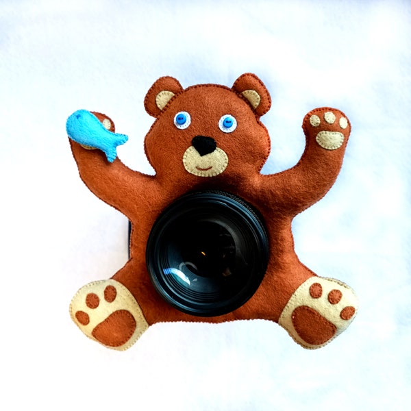 Camera buddy Photography accessory Camera lens buddy Photographer helper Camera accesory Felt bear Photo helper Camera gift Brown felt bear