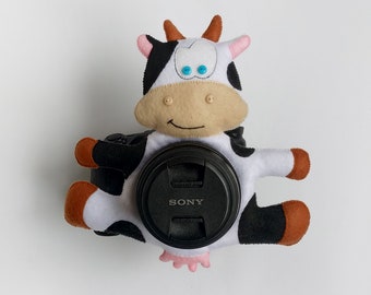 Camera buddy Photography accessory Camera lens buddy Photographer helper Camera accessory Photo helper Camera gift Funny cow Felt cow