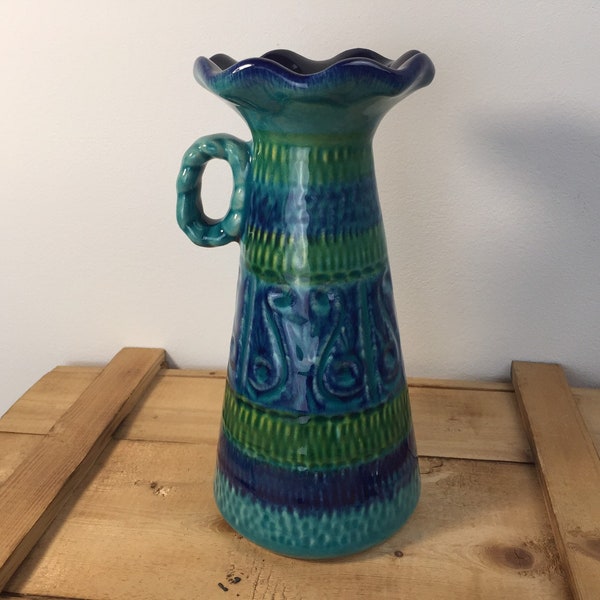 Keramik Vase | BAY Keramik | Modell: 86 25 | tolle, strukturierte Glasur in Grün- und Blautönen