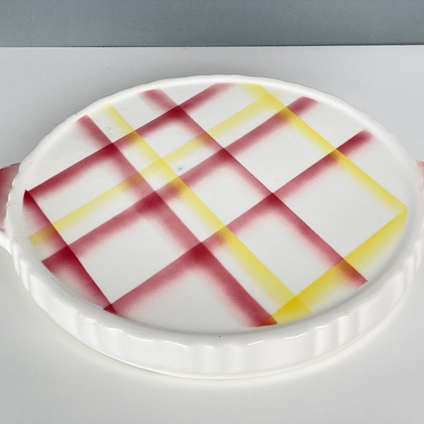 Tortenplatte | Keramik | 34,5 cm Durchmesser | Art Deco | Spritzdekor