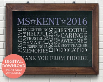 Gift for Teacher - Personalised Word Cloud Gift - DOWNLOAD TCH02