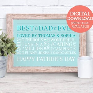 Regalo di nuvola di parole per la festa del papà - Poster di arte di parole personalizzato - SCARICA FDD02