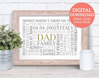 Fathers Day Present - Personalised Word Cloud Gift - DOWNLOAD FDD03