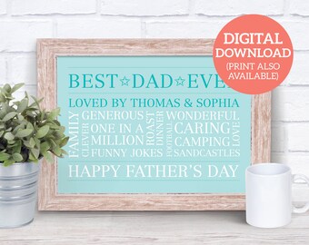 Father's Day Word Cloud Gift - Personalised Word Art Poster - DOWNLOAD FDD02