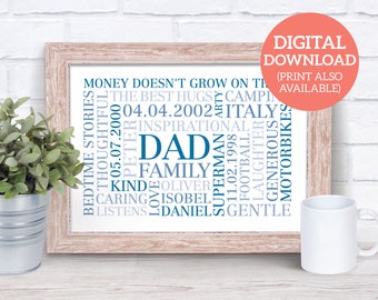 Gift for Father's Day - Personalised Word Art - DOWNLOAD FDD04